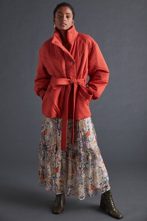 Anthropologie Jackets & Blazers - Anthropologie Alexandra Bueno Belted Puffer Coat Terra Cotta - S